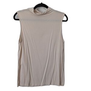 Banana Republic Threadsoft Sleeveless Mock Neck Cream Top Women’s Medium